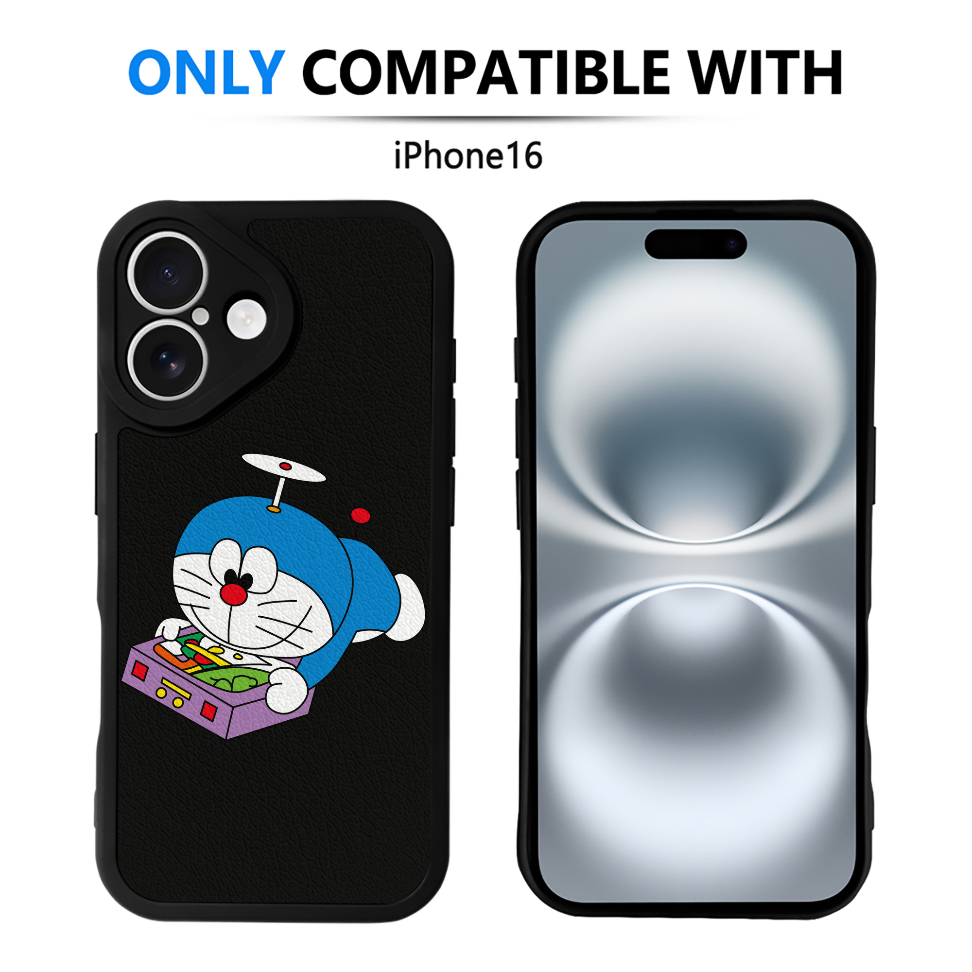 （画像用） ドラえもん Doraemon 【iPhone 16シリーズ対応】シリコンスマホケース（レザー調） 材質：シリコン